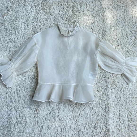 Kimberley anne Tops - KIMBERLEY ANNE Coastlines Silk Organza Sheer Peplum